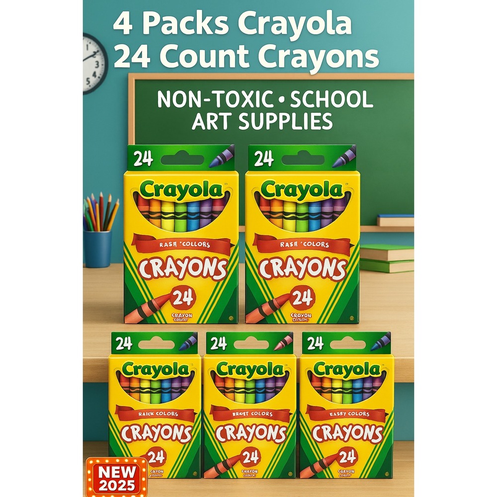 4 Packs Crayola 24 Count Crayons – Non-Toxic Coloring School Art Supplies NEW